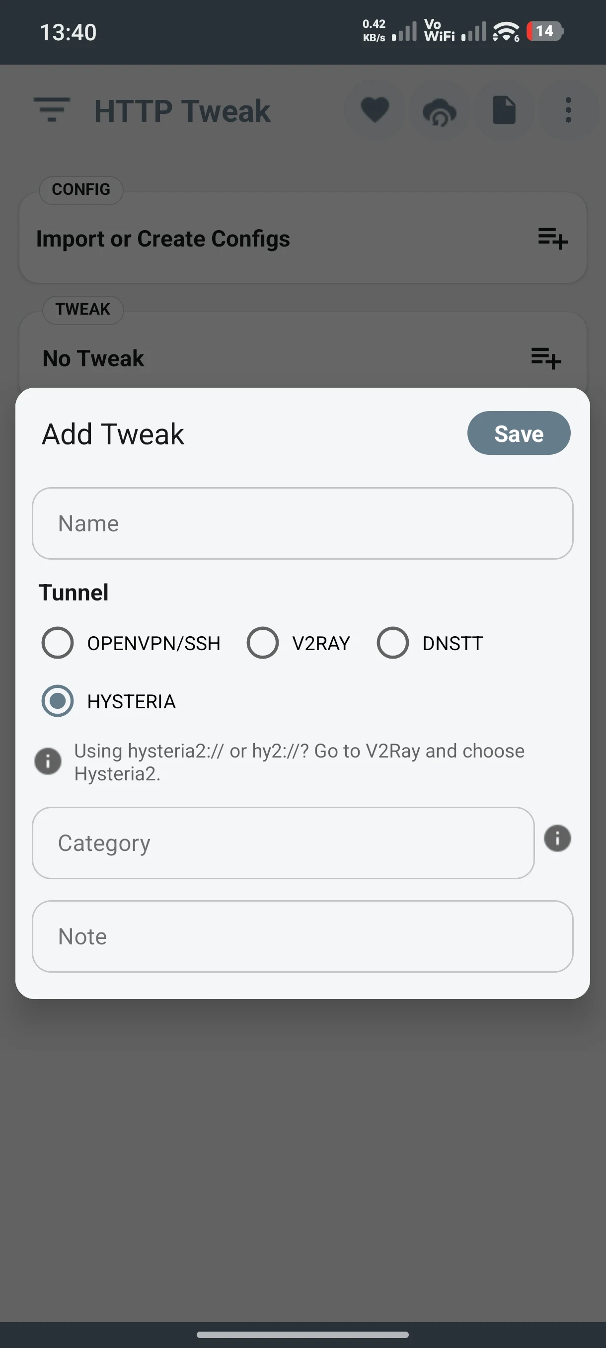 HTTP Tweak – Multi-Tunnel VPN screenshot